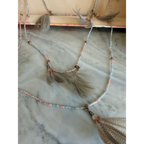 Valentino Garavani Native Couture Beaded Feather Multi Strand Necklace - Picture 2 of 10